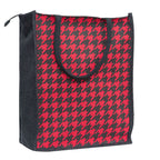 JUTEKA Red Houndstooth Printed Jute Bag for Lunch, Grocery, Tote, Hand, Picnic - for Men, Women, Girls, Kids with Zip
