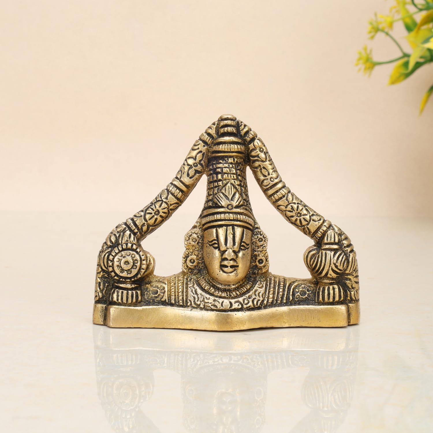 ARTVARKO Pure Brass Lord Venkateswara Statue Tirupati Balaji Idol for Home Office Temple Pooja Gift Spiritual (9x2.5x7 cm)