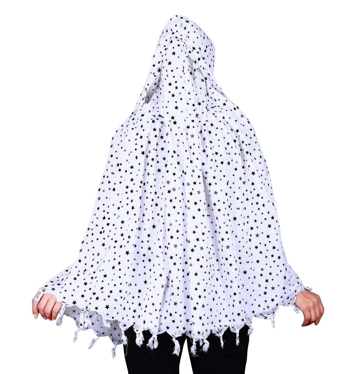 Navvi Pure Cotton Printed White Scarf for Women & Girls | Scarf with Head Cover | Scarves |Bandana| Hijab | Dupatta | Protection from Sunlight, Dust | Usable for Scooty, Bike