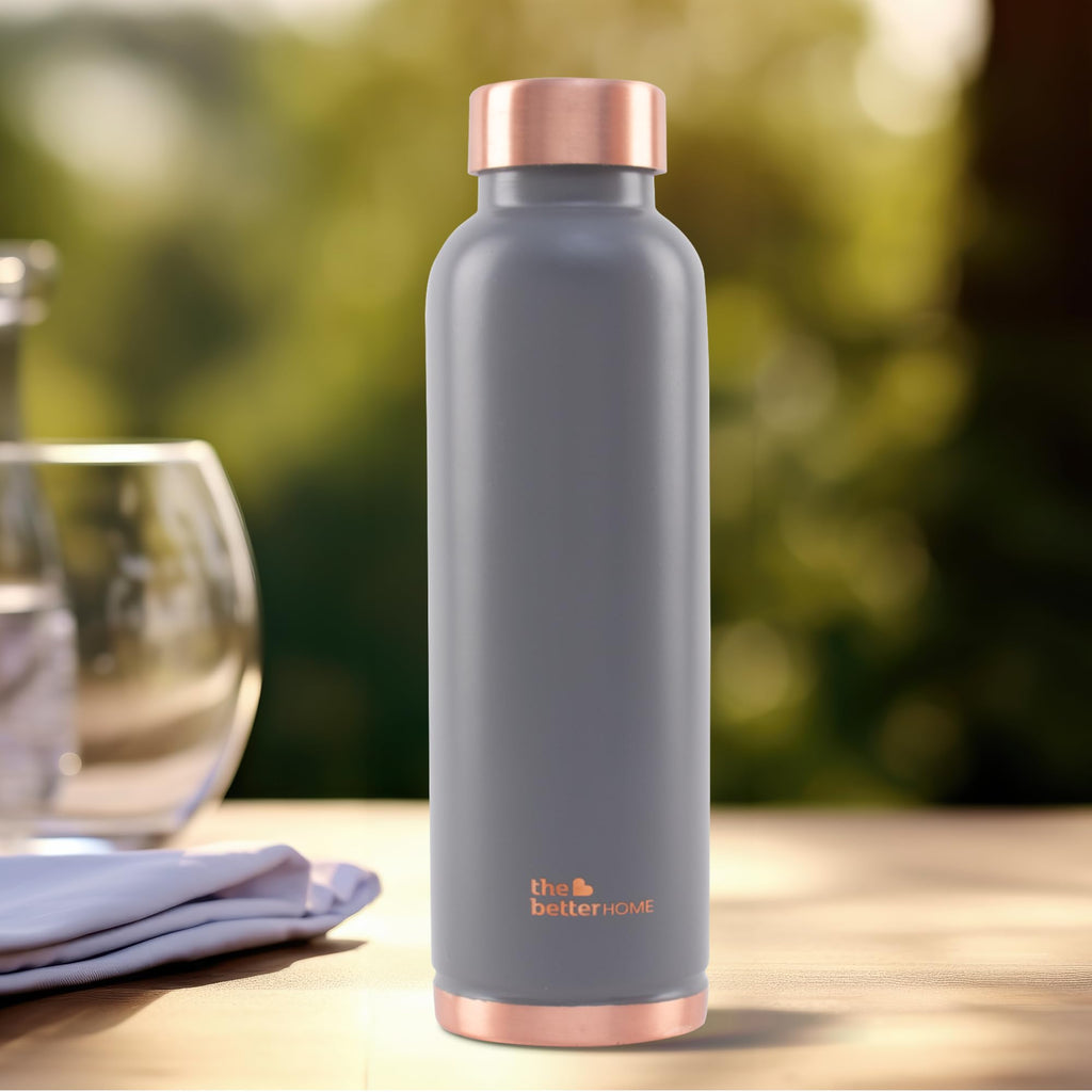 The Better Home Copper Water Bottle 950ml | BPA Free Leak Proof Bottle with Anti Oxidant Properties | 100% Copper Water Bottle | Grey
