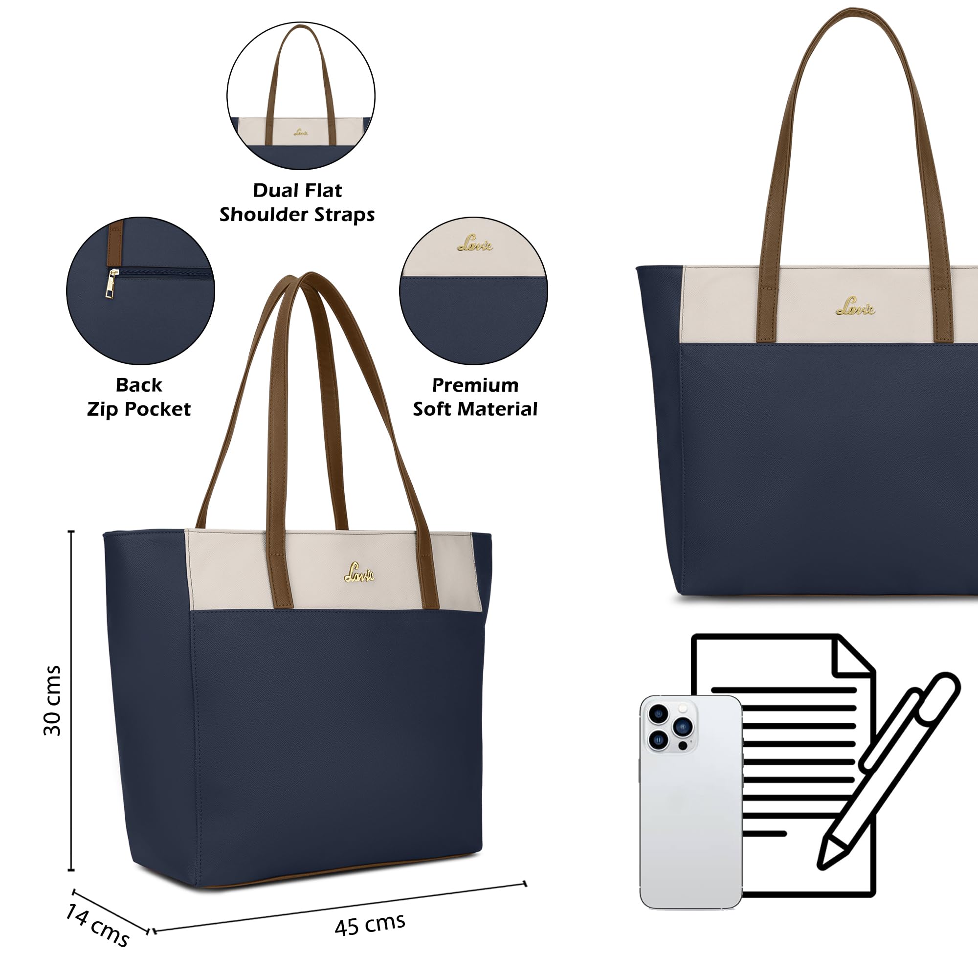 Lavie Women's Eliana Colourblock Tote Bag for Women | Tote Handbag for Work | Ladies purse | Stylish Shoulder Bag | Gift for Women
