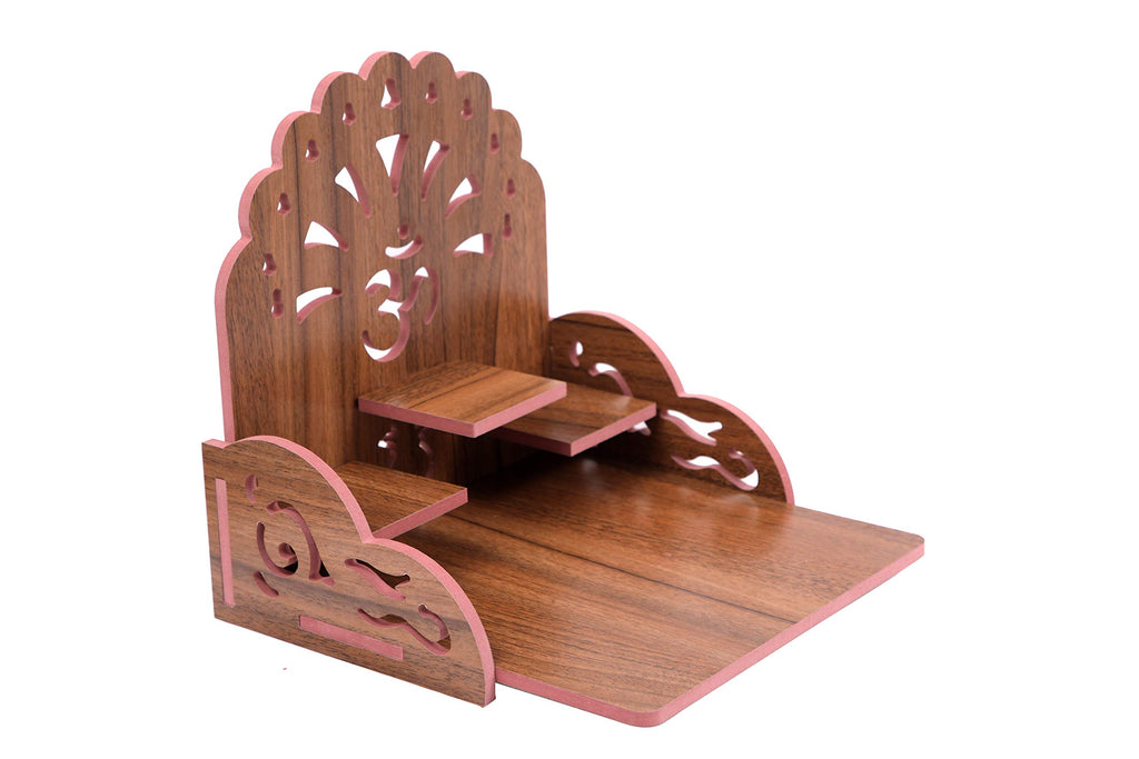 VJ SONS Fully Handmade Beautiful Wooden Home and Office Temple/Pooja Mandir(28 x 28 x 26 cm) (Brown)