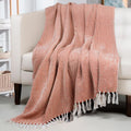 HOMADORN All Season Cotton Woven Throw Blanket for Bed/Sofa 50x70 INCHES (Orange) Kafalo