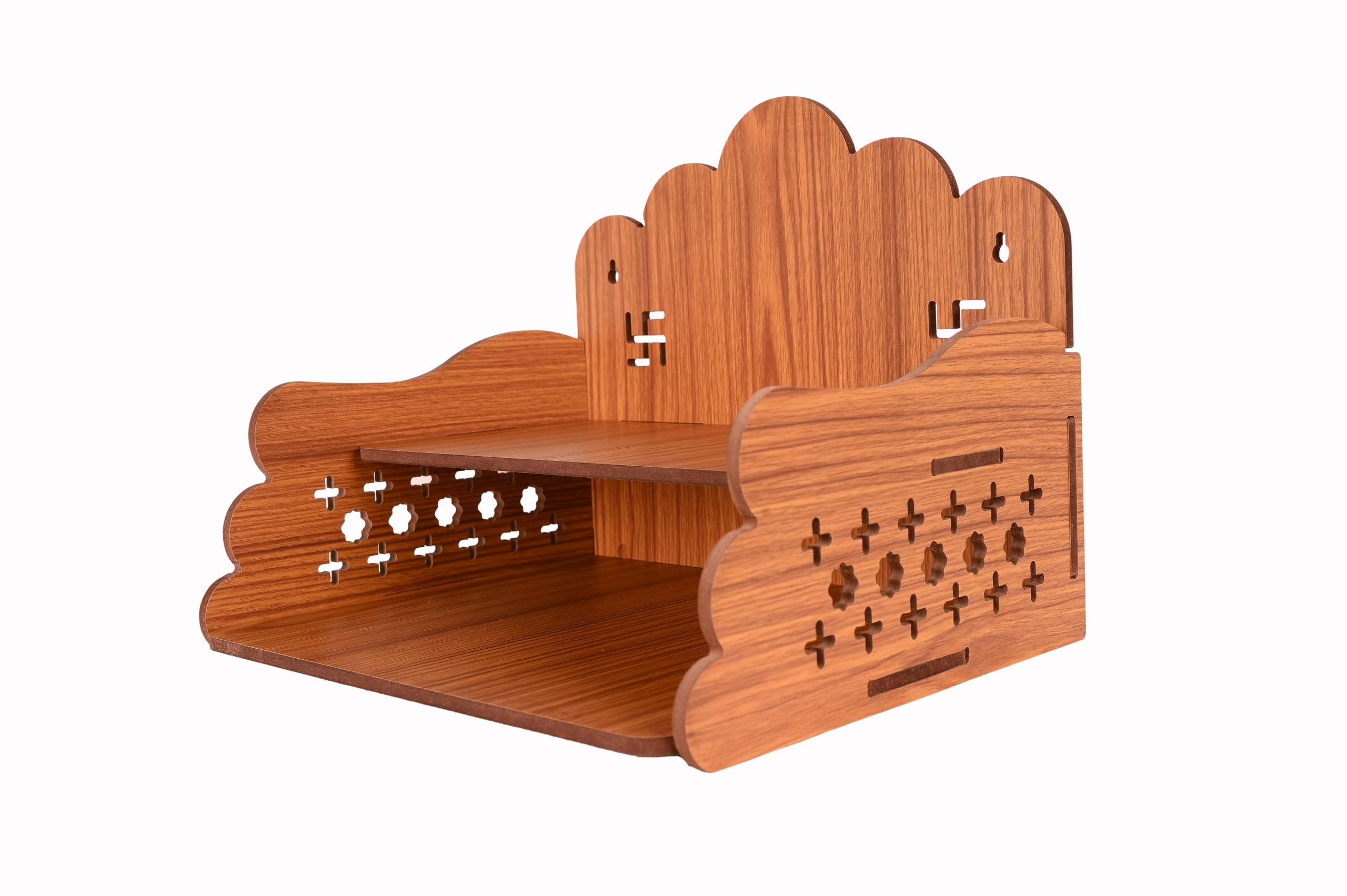 AR ART Dummy 01 Engineered Wooden Wall Mounted Pooja Mandir for Home and Office Size 11.25 x 9.50 x 9.25 Inch Light