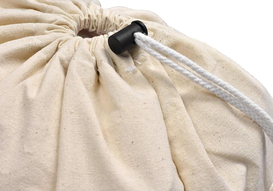 Metsi Reusable Canvas Laundry Bag with Shoulder Straps, Extendable Drawstring Top, Eco-Friendly 100% Cotton Cloth Tote for Shopping, Travel and Storage, Pack of 3