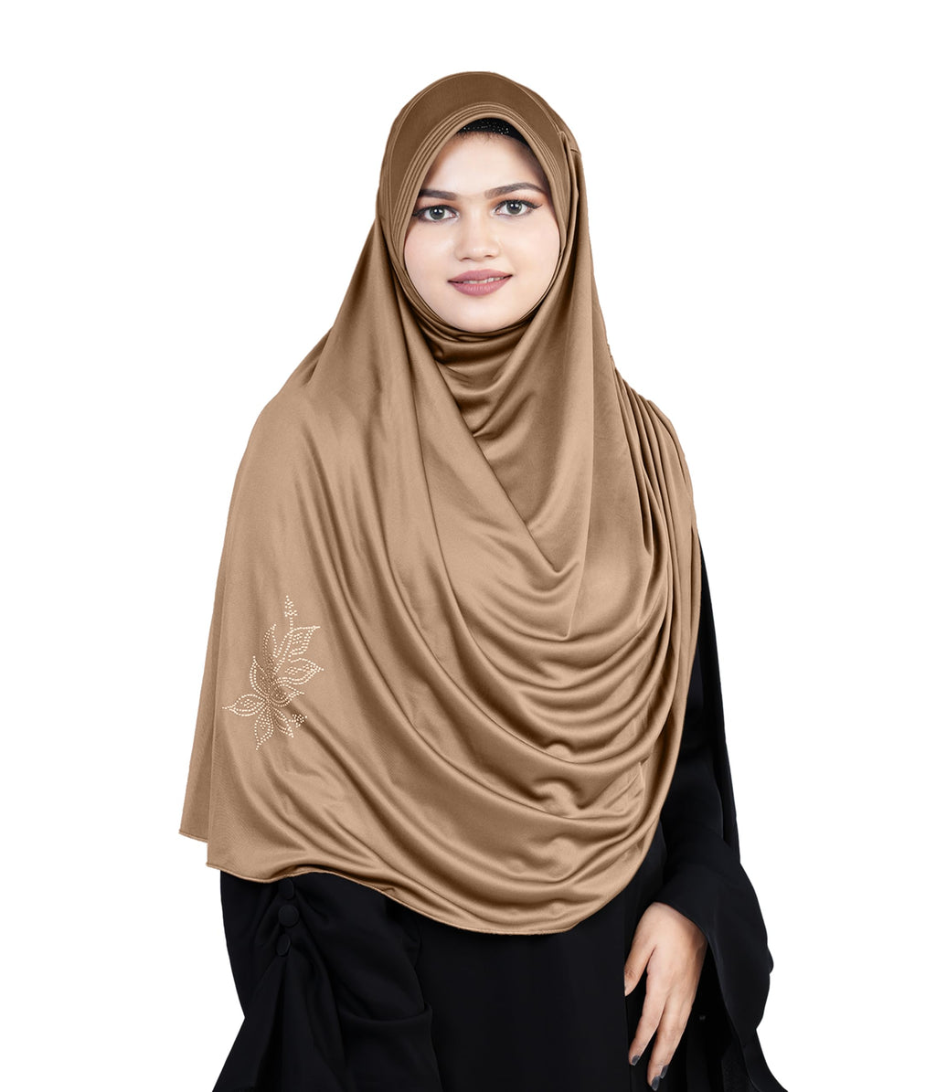 Mehar Hijab's Glamour in Modesty Fazluna Sigle side Frill Hijab XL (XXL, DARK WHEAT)