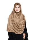Mehar Hijab's Glamour in Modesty Fazluna Sigle side Frill Hijab XL (XXL, DARK WHEAT)
