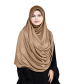 Mehar Hijab's Glamour in Modesty Fazluna Sigle side Frill Hijab XL (XXL, DARK WHEAT)