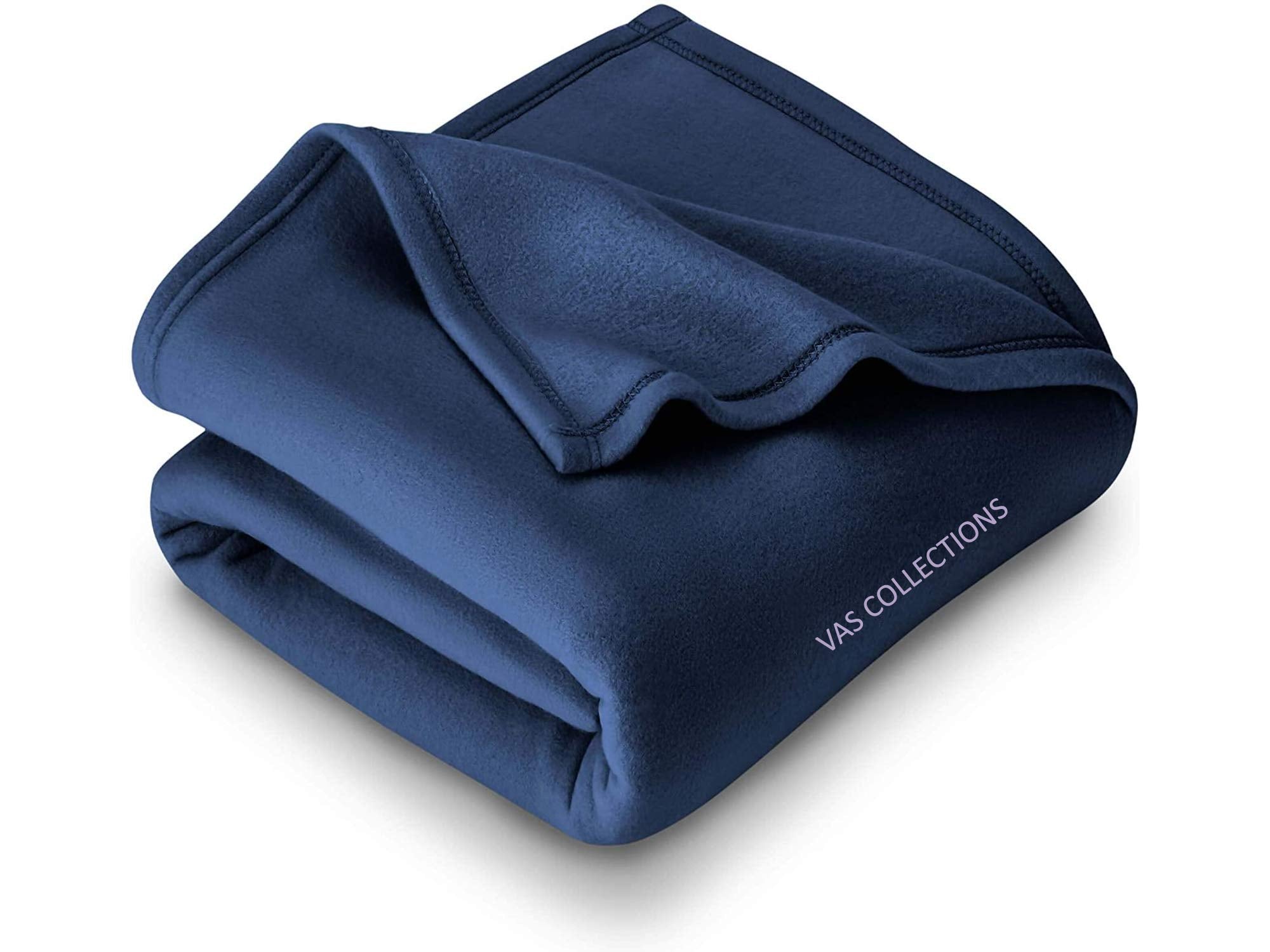 VAS COLLECTIONS - 300 TC All Season Solid/Plain Light Weight Polar Fleece Single Bed Blanket (152 x 230 cm, Blue), Lightweight Kafalo