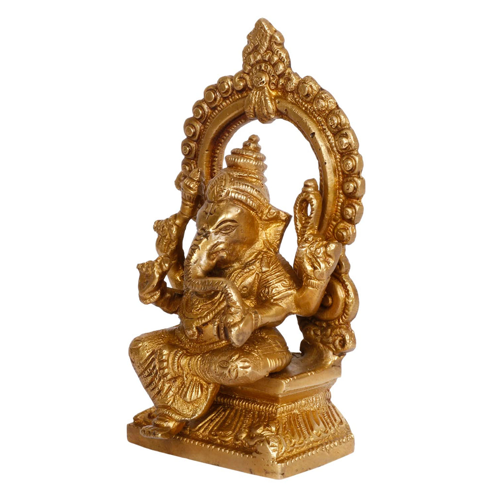 ARTVARKO Brass Ganesha Bhagwan Idol Ganesha Statue Ganpati Murti for Puja Home Entrance Decor Gift Height 6 Inch