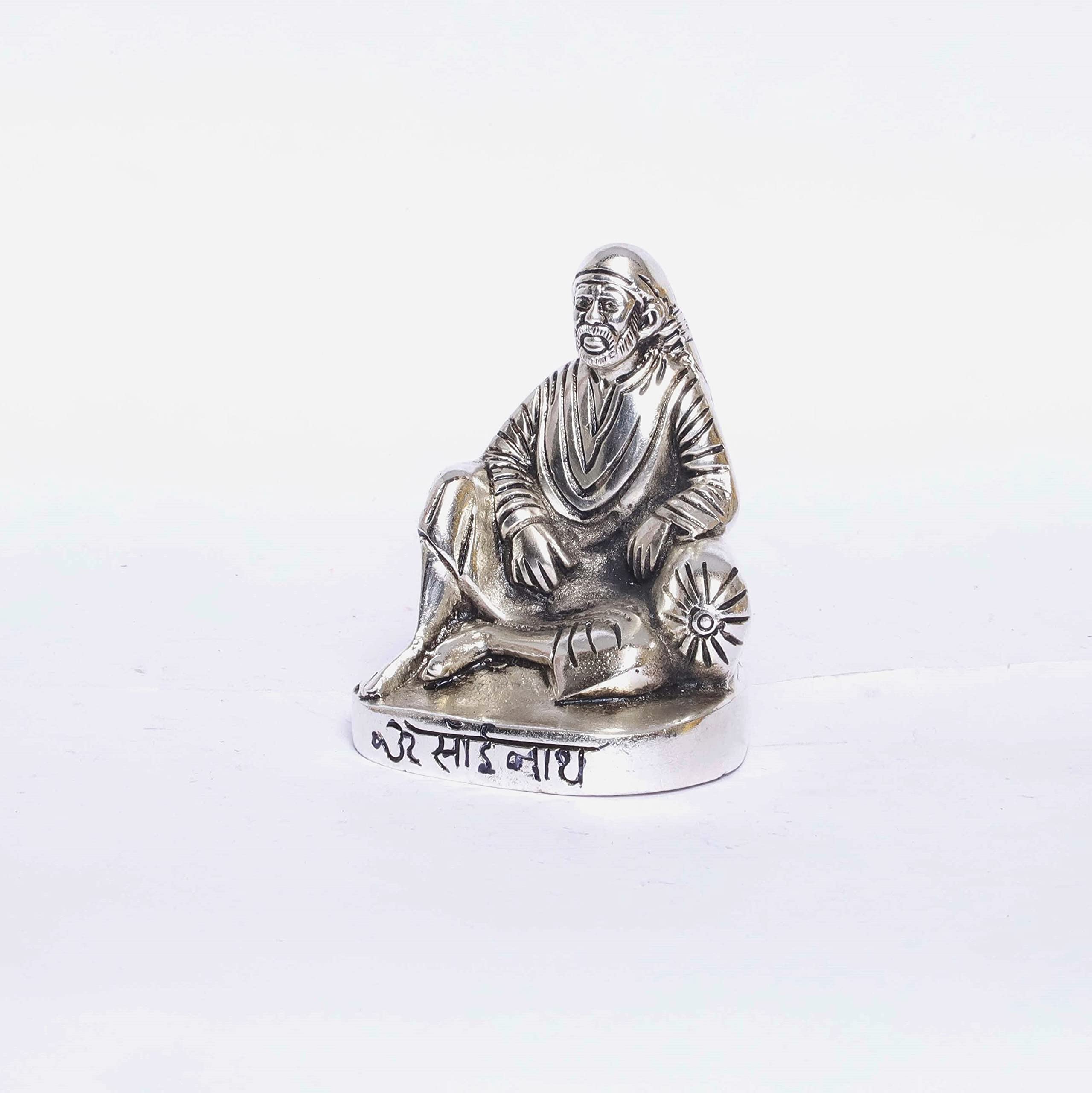 KridayKraft Shirdi Sai Baba Metal Statue,Sai Baba Idol Murti for Car Dashboard & Home,Office Decorative Showpiece Figurines,Religious Idol Gift Article...