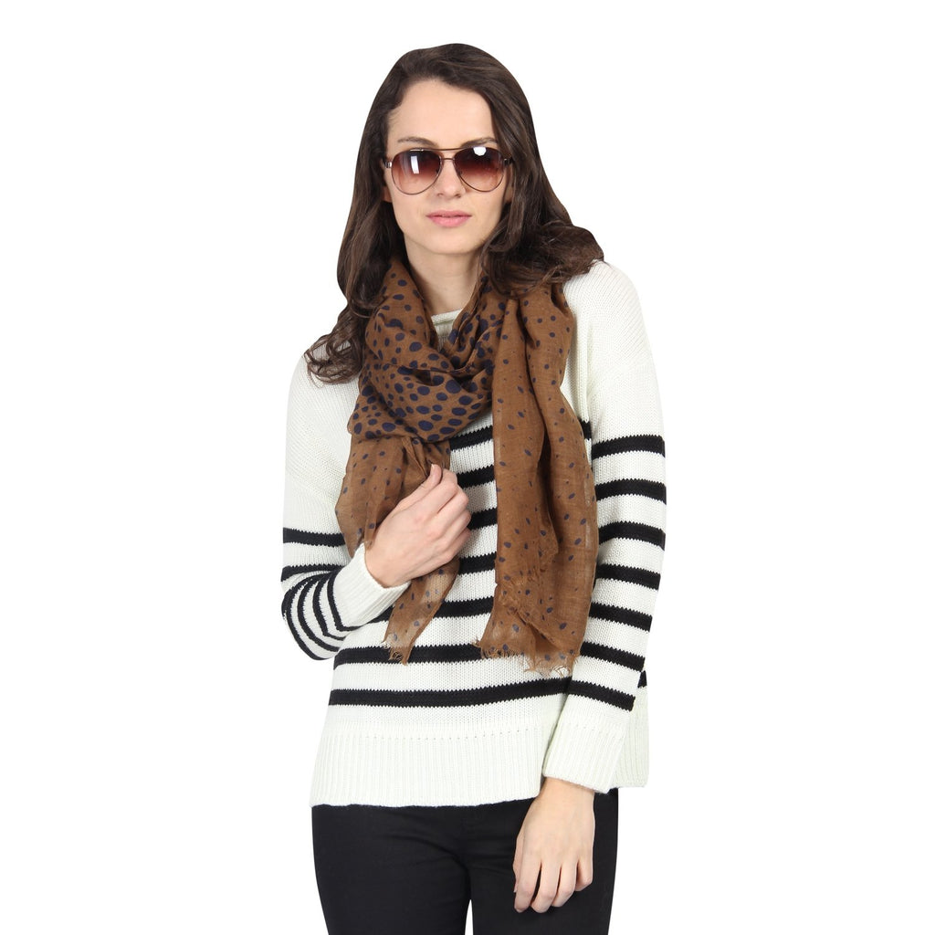 FabSeasons Brown Cotton Unisex Printed Scarf, Scarves, Stole and Shawl for Men & Women
