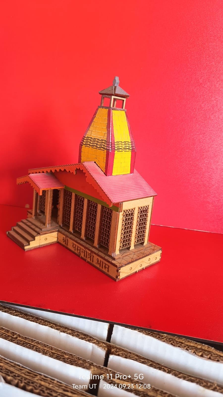 Yamunotri Temple 3D Wooden Model | Char Dham Pooja Décor & Spiritual Showpiece Religious Wooden Showpiece for Home Temple