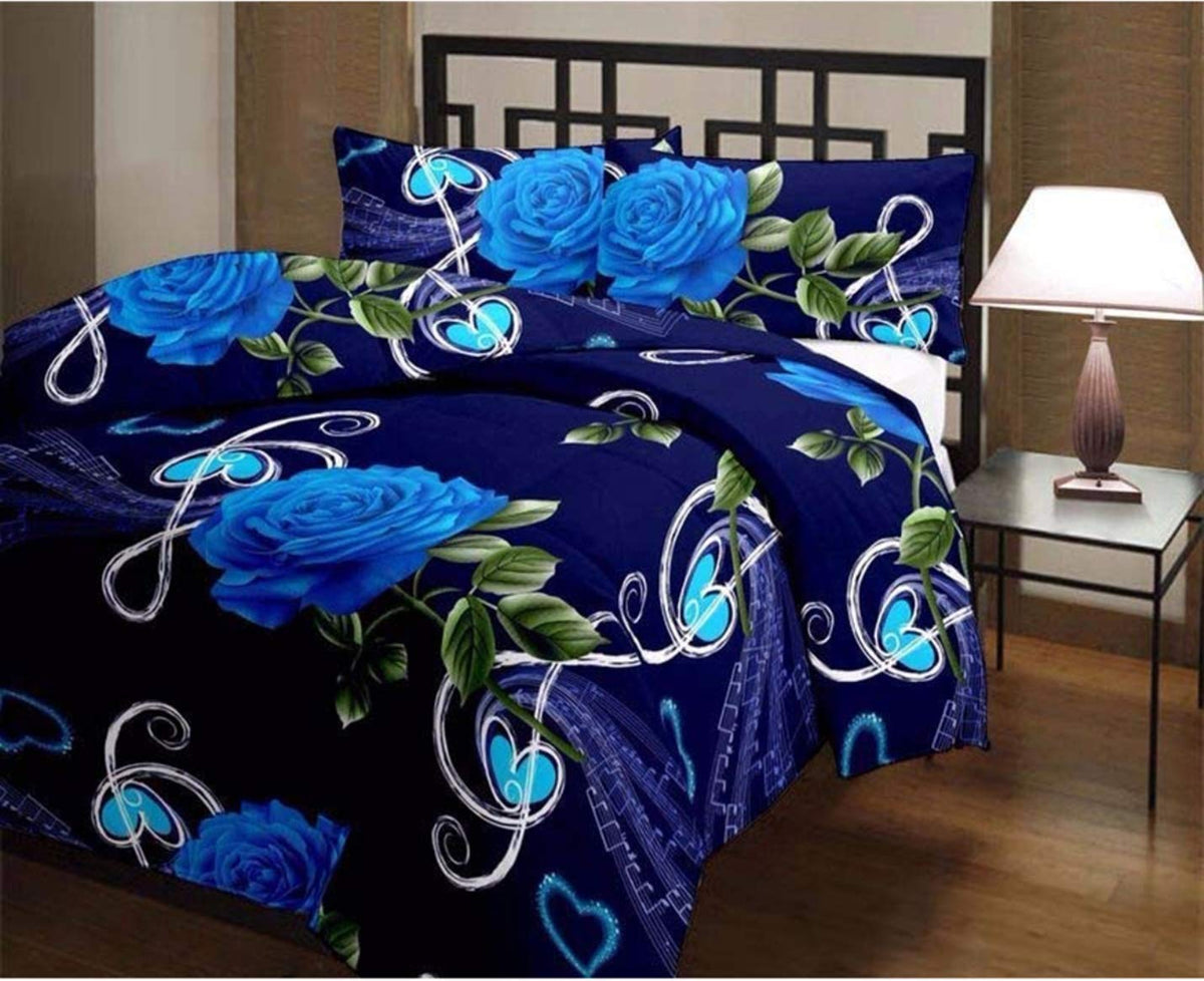WONDERLOOK 100% Super Soft Polyester Reversible Design Dohar I AC Blanket I Blanket for All Season I Gifting (Double, Dark Blue) Kafalo