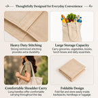 HOMIGLY Plain Cotton Canvas Tote Bag | Reusable Eco-Friendly Shopping Bag with Long Handles | Washable, Durable | Multipurpose Grocery, Office, College, Beach & Daily Use Carry Bags (12 Pcs, 12x14 In)