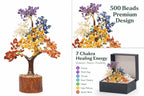AMOKRI 7 Chakra Crystal Tree with 500 Beads, Feng Shui Healing Crystal Bonsai for Positive Energy, Home Decor, Office Desk, Meditation, Reiki, Vastu and Spiritual Gift