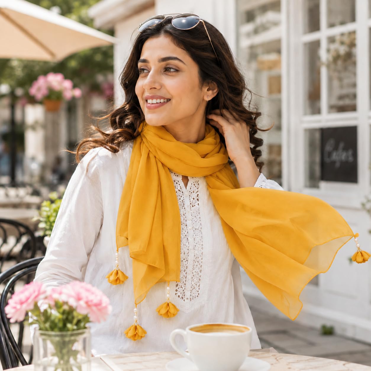 Women’s Chiffon Scarf Soft Lightweight Premium Stoles for Girls & Women | Stylish Modest Wear Dupatta for Daily & Party Use (Mustard)