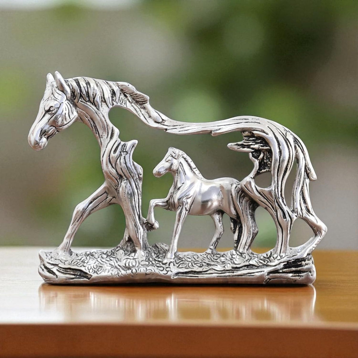 KridayKraft Golden Elegant Metal Horse Family Showpiece Metal Statue for Wealth, Income and Bright Future & Feng Shui & Vastu Decorative Desk & Living Room Décor, Ideal Gift for Horse Lovers