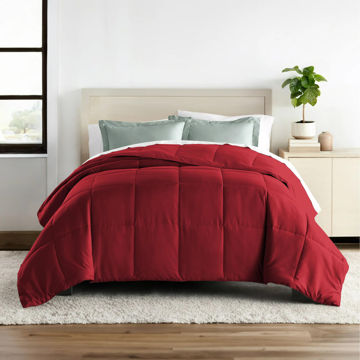 ALISHIBA CASA Hotel Collection 150 GSM All Season Comforter Single Bed AC Blanket/Quilt/Rajai Soft & Breathable Microfiber Lightweight (60 X 90 Inches) - Single Bed Comforter - Burgundy Color Kafalo