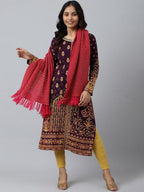 Pink Acrylic Yarn-Dyed Women'S Shawl (Size: Free Size)-24NOA80038-604297