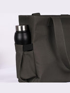 TSANTA U Shaped Canvas Tote Bag, 35.56x33.02 cm with 10.8 cm Gusset, Cotton, Zipper Closure, Laptop Compartment (Hippo)