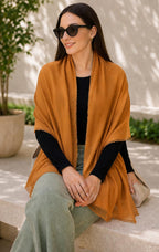 Ravaiyaa Women Solid Chiffon Scarves With Lace Border | Women Lightweight Breathable Solid Color Soft Chiffon Long Fashion Scarves Sun-proof Shawls Wrap (Mustard Yellow)