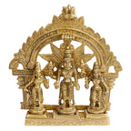 ARTVARKO Brass Lord Vishnu with Sridevi and Bhudevi Parivar Darbar Swami Satyanarayan Idol for Puja Gift Living Room Decoration Home Décor Height 5.5 Inch