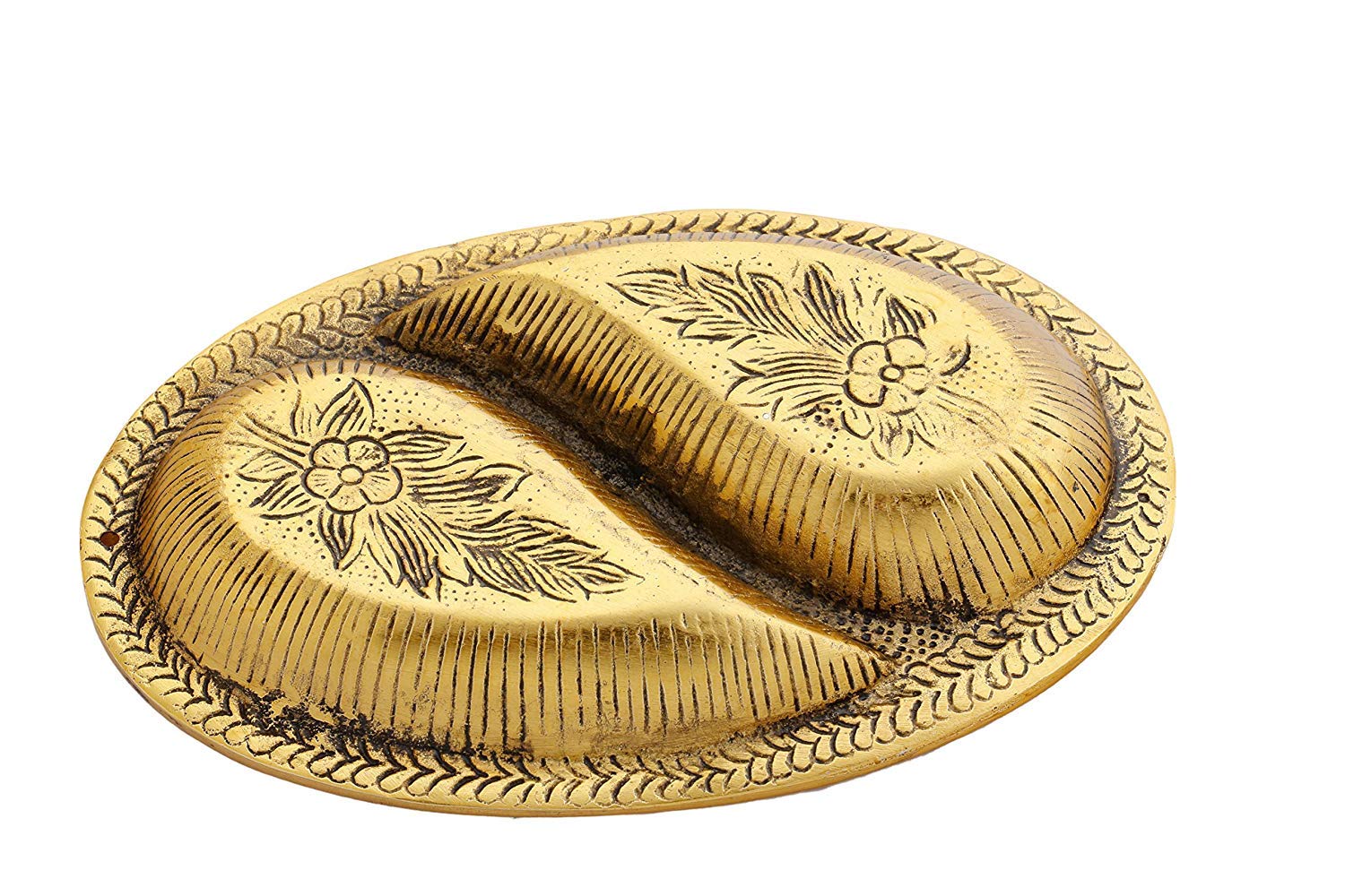 PRINCE HOME DECOR & GIFTS Aluminum Decorative Dry Fruit Tray (17 x 12 x 3 cm, Gold)