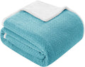 A Brand New - Umi Sherpa Fleece Blanket for Winter Double Size 220GSM, Super Soft AC Blanket King Size Bed, Ideal for Mild Winters, 88x90 inches (Aqua & White, Double) Kafalo