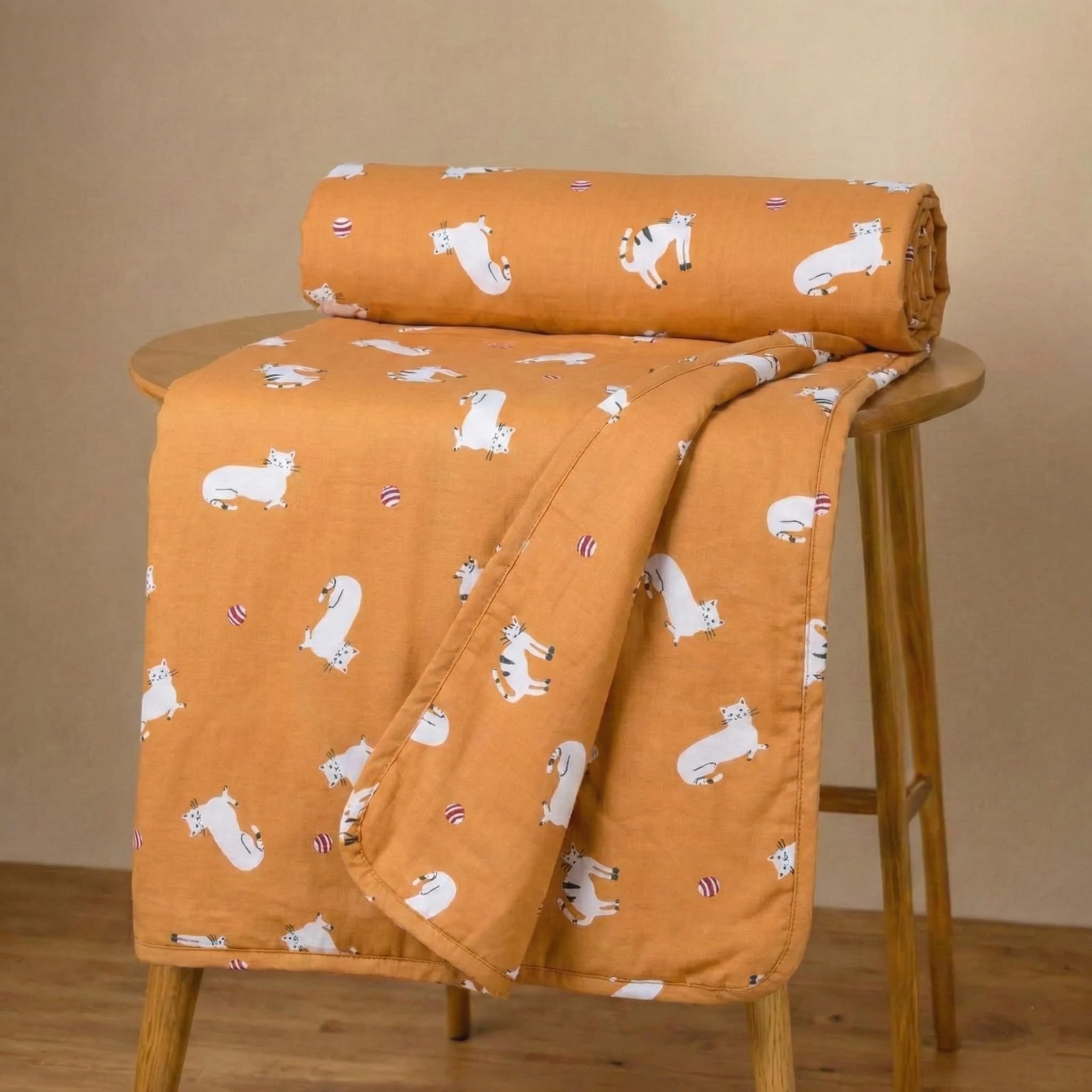 Trance Home Linen 100% Cotton | Kids Dohar | Single Bed | 150 GSM | Reversible Ac Comforter | Light Weight All Season Soft Blanket (58x90 Inches | Kittens) Kafalo