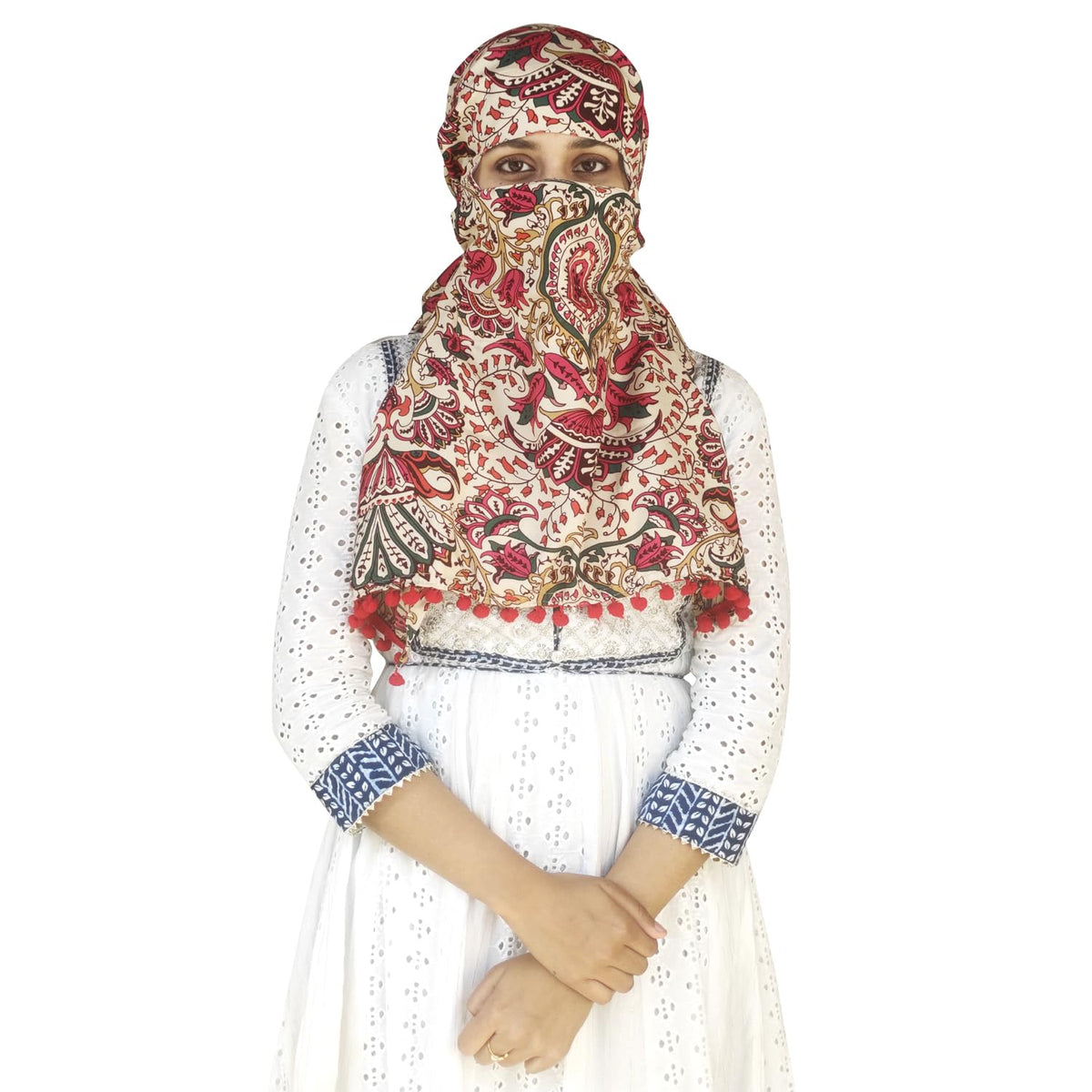 Switchon Export quality Rayon Innovative scarf cum Mask with closer Hook and Loop Tape- Multi (Multicolor8)