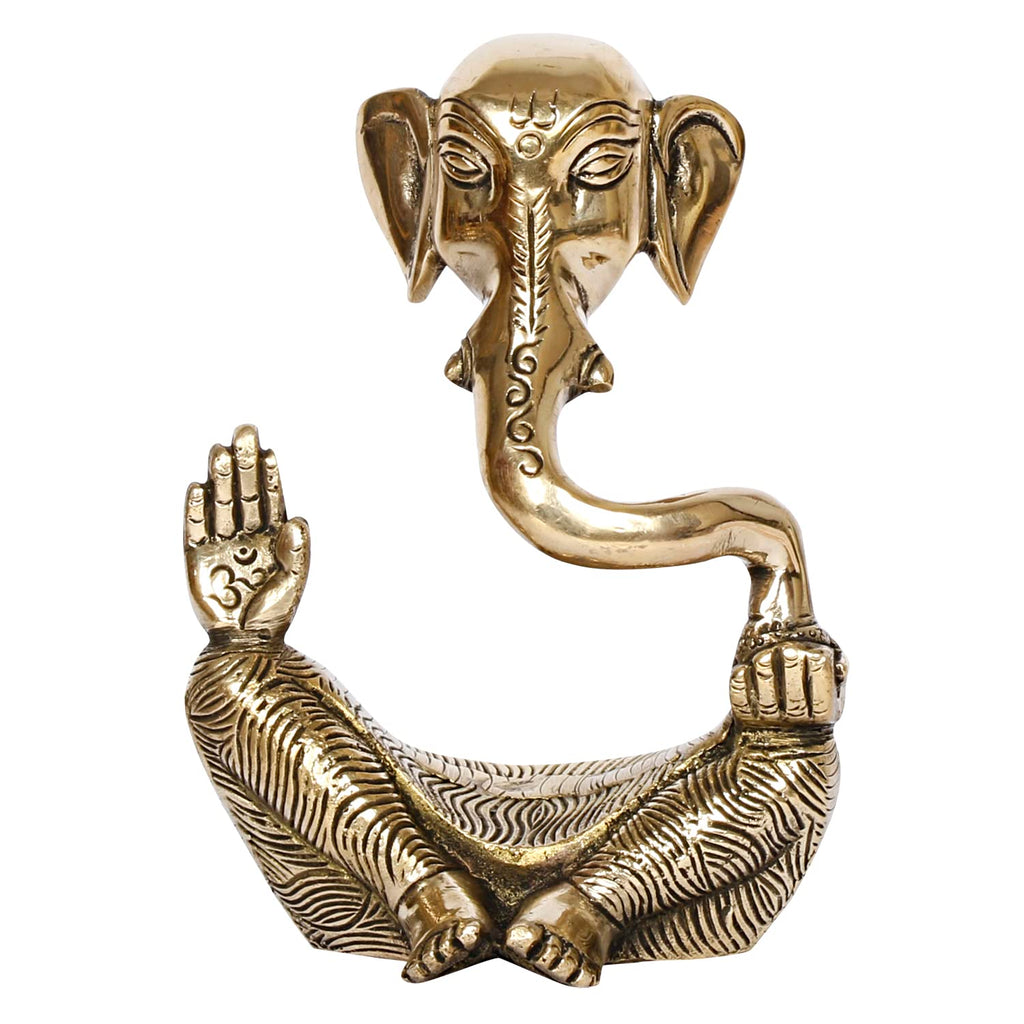 ARTVARKO Brass Designer Ganesha Statue Modern Art Ganesh Ganpati Sitting Blessing Idol Sculpture for Home Diwali Puja Gifts 6 Inch