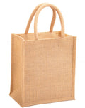 H&B Jute Lunch Tote Bag - Lunch Bag, Men's & Women's Classic Tote, Girls' Jute Handbag - Zip, Bottle Holder - Natural, Beige