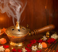 DSH Brass Dhuna Loban Burner Traditional Dhoop Dani for Home Purification, Pooja, Meditation, Aromatherapy & Home Decor. (Medium)