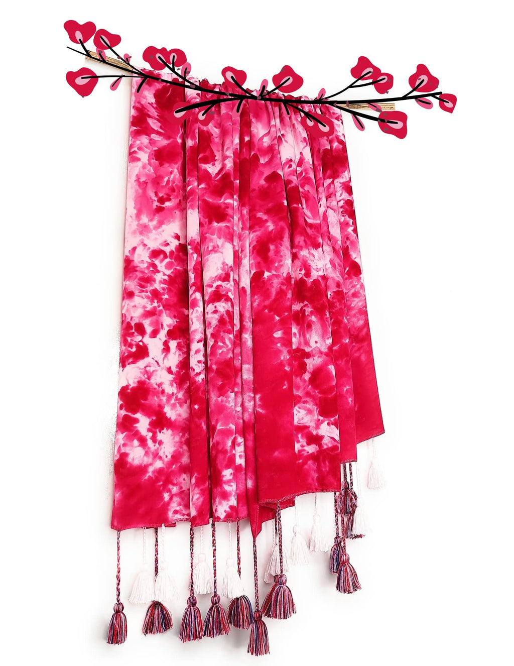 Chandwasia Viscose Tie-Dye Neck Scarf for Men & Women | Lightweight All-Season Stole & Shawl | Soft, Breathable Hair, Head & Neck Scarf for Women & Girls - Light Magenta, Free Size