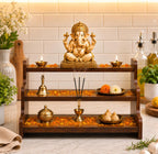 Wooden Mandir Shelf, Pooja Temple Wall Mount, Puja Decor, Idol Prayer Shelf