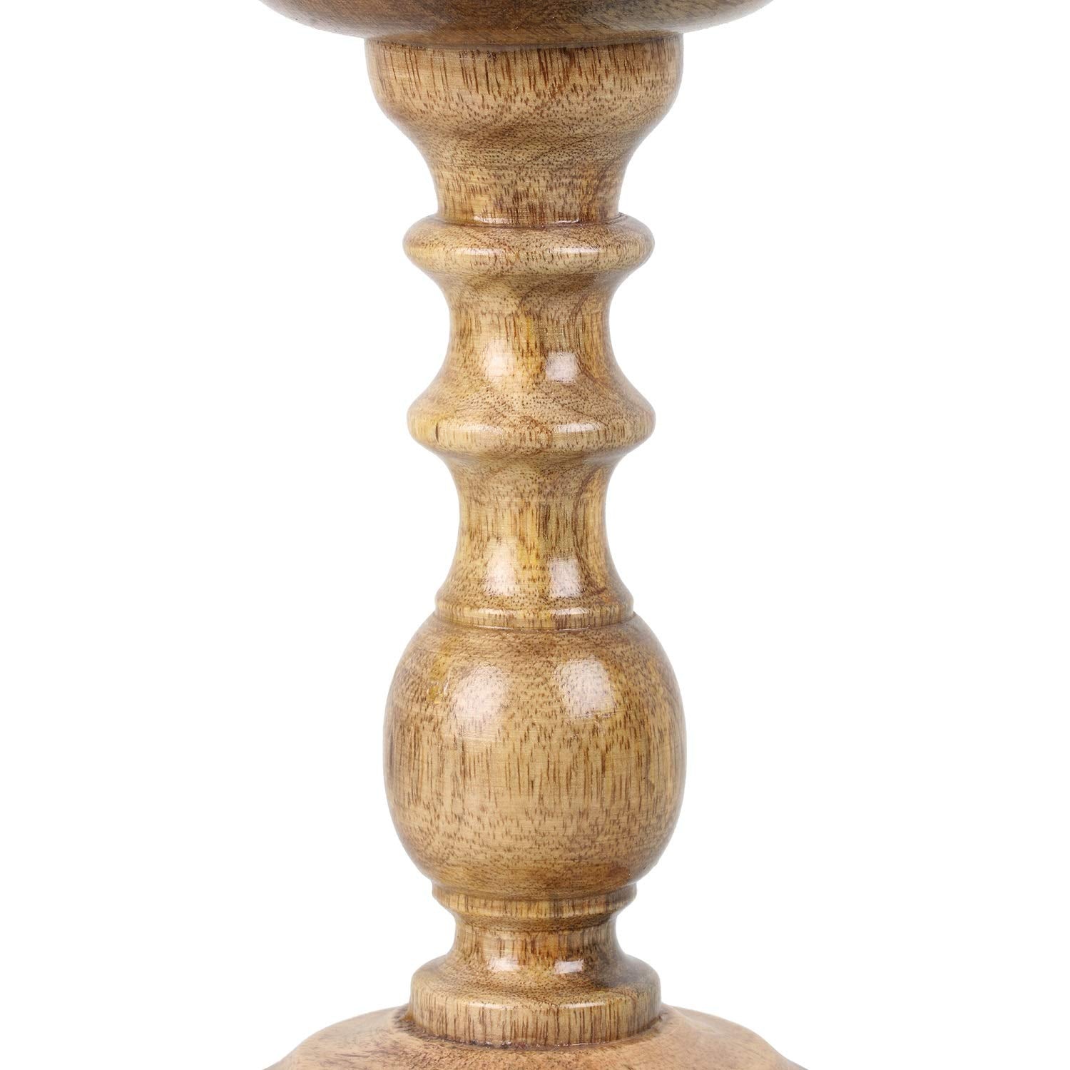 Vudy Wooden 8 Inch High Wooden Pillar Candle Holder Ideal for Weddings or Parties as Well as Home Decor (Brown)