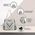 Boho Girl Women Handbags Beaded Work Tote Stylish Ladies Women and Girls Handbag for Office and Travel Shoulder Bag for College | Ladies Purse Handbag | Handbags with Inner Pocket