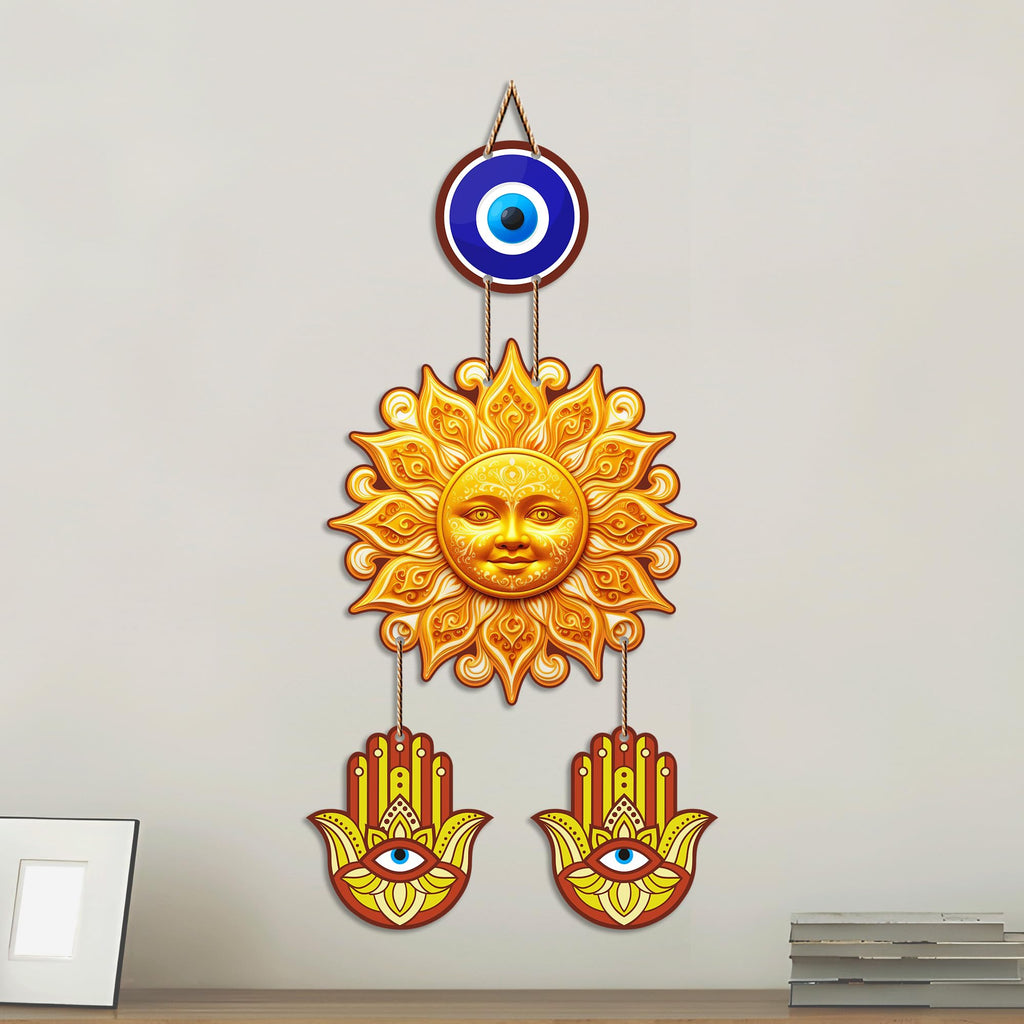 Artvibes Surya Dev Evil Eye Wall Hanging for Home Entrance Door Decor | Nazar Battu Protection Hanging for Living Room Bedroom Office | Vastu Positive Energy Decorative Gift (WH_85126N)