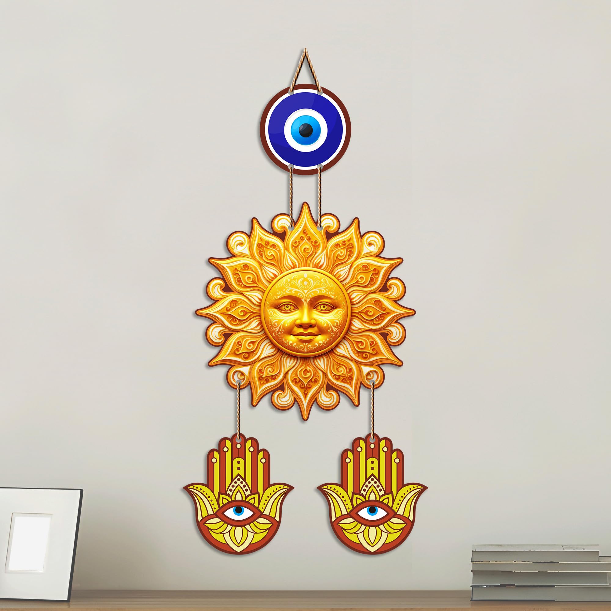 Artvibes Surya Dev Evil Eye Wall Hanging for Home Entrance Door Decor | Nazar Battu Protection Hanging for Living Room Bedroom Office | Vastu Positive Energy Decorative Gift (WH_85126N)
