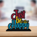 Artvibes Wooden Idols and Figurine Just Be Happy Quotes Table Decor for Office Desk Showpiece | Home Decoration Item | Living Room | Modern Gifting Item (SP_1153)
