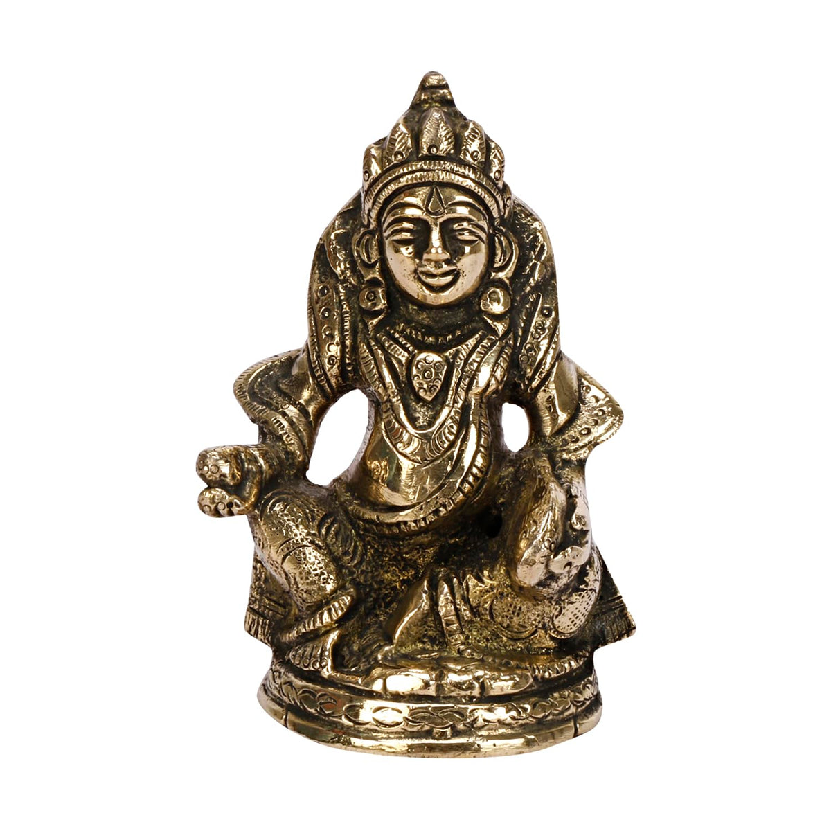 SVARUP Brass Kuber Sitting Statue Yantra Vastu Remedy Shri Kubera Idol for Good Luck Money Gold Color (8x6x11 cm)