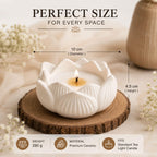 FairyBucket™ Lotus Scented Candle with Reusable Concrete Tea Light Holder | Vanilla Fragrance Soy Wax Candle | Handcrafted White Lotus Candles for Home Decor, Bedroom, Living Room & Gifting