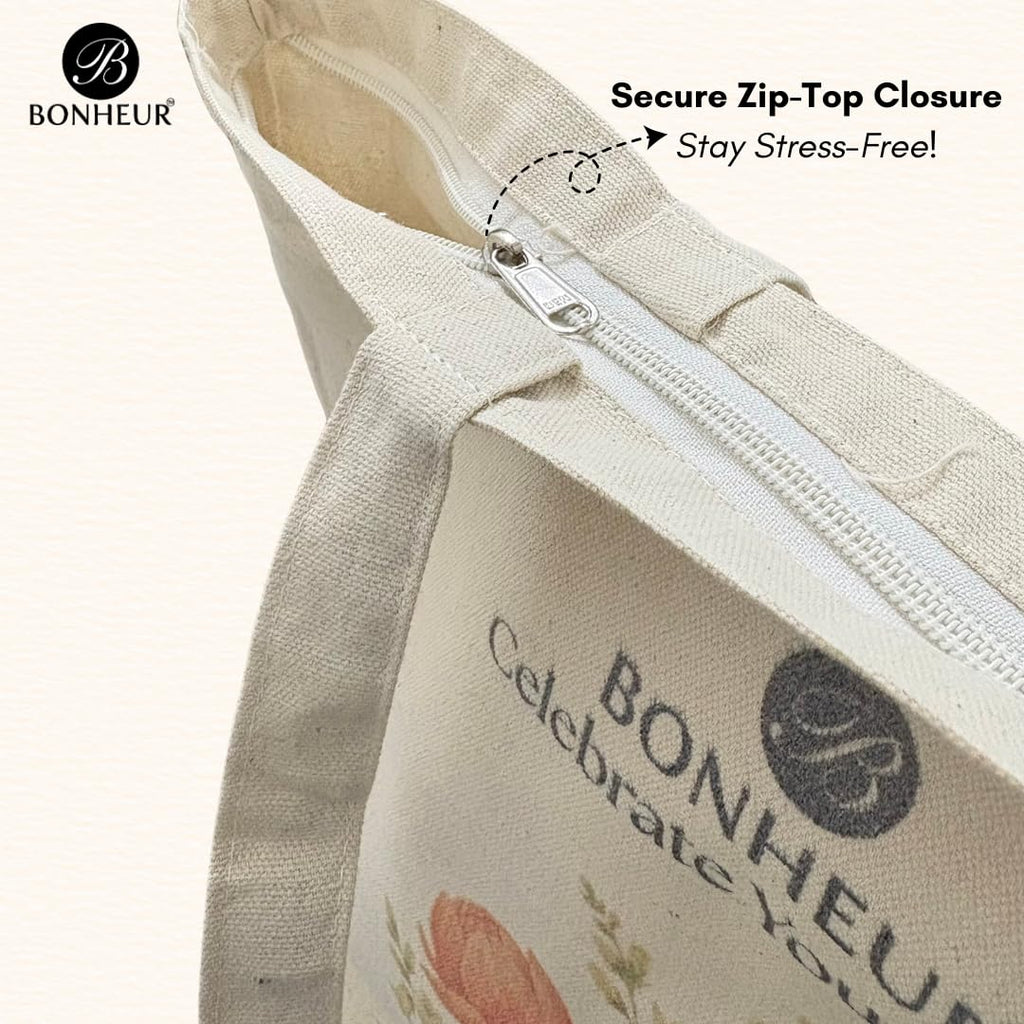 Premium Tote Bag | 280 GSM Pure Cotton Canvas | Lightweight, Durable and Eco-Friendly Everyday Carry Bag for Shopping, Travel, Office, College and Daily Use (Classic)