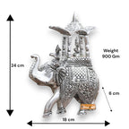 KridayKraft Handcrafted Metal Elepant Kondapalli Maharaj Ambari Rajasthani Rajwadi Elephant Showpiece Statue, 24 Cm Height, 900 Gm Weight, Intricate Carvings, Silver