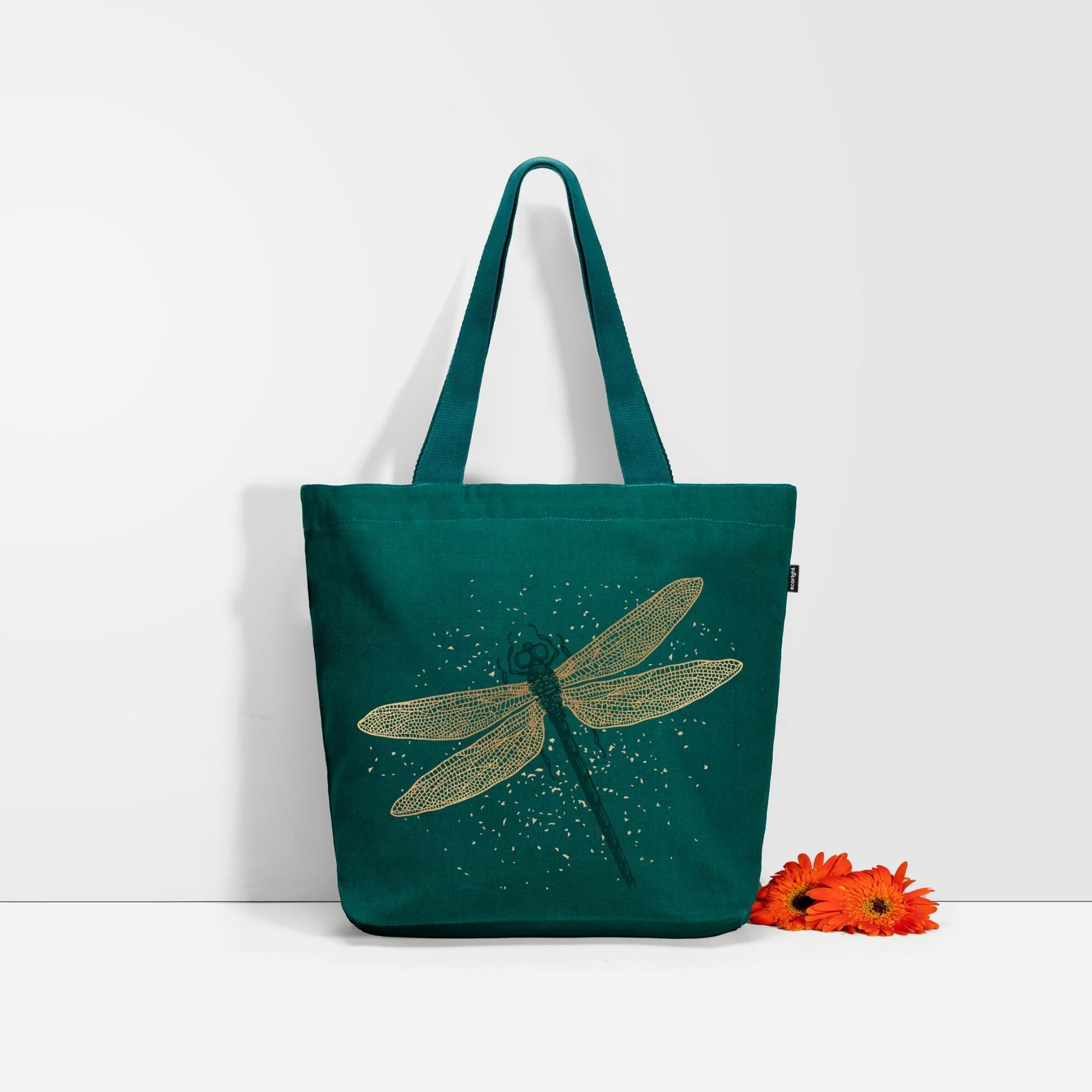 Eco Right Large Canvas Tote Bag for Women, Zipper Handbags for Women Inner Pocket for Shopping, Office & Daily Use (Pack of 2)