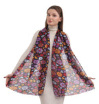EH 100% Pure Mulberry Silk Scarf for Women, head scarf, neck scarf, hair scarf, digital printed long (22 X 72) (MC 26)
