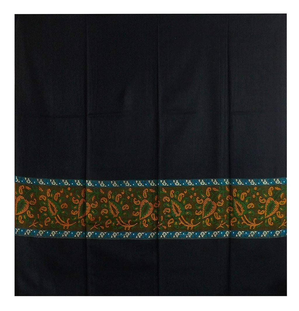 DollsofIndia Black Woolen Shawl with Paisley Design - 40 x 82 inches (NP97)
