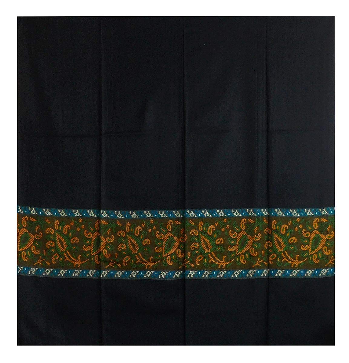 DollsofIndia Black Woolen Shawl with Paisley Design - 40 x 82 inches (NP97)