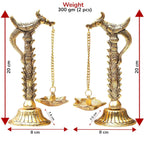 Kridaykraft Parrot Design Metal Hanging with Chain Diya Pair of Parrot Design Bird Diya Deepak Oil Lamp Metal Gold Finish